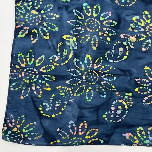 Batik Bandana Scarf Floral Paisley Blue Colorful Hippie Boho Unisex Cotton Artsy - Picture 7 of 10